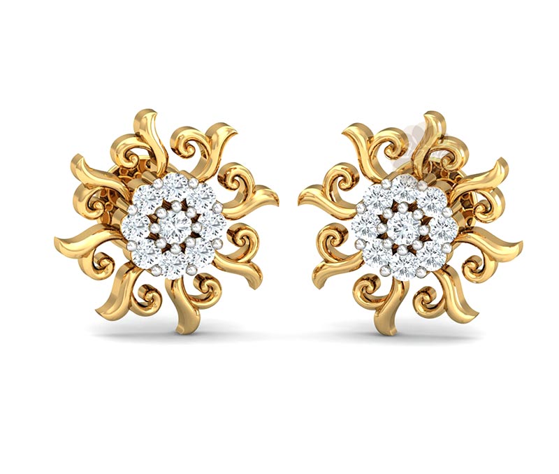 Vogue Crafts & Designs Pvt. Ltd. manufactures Floral Gold Stud Earrings at wholesale price.